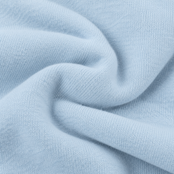 Close-up of soft PAIGELAUREN Light Blue fleece fabric
