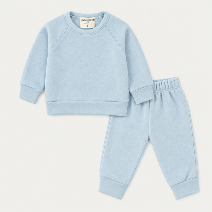 PAIGELAUREN Light Blue Fleece Sweatshirt and Sweatpant Set