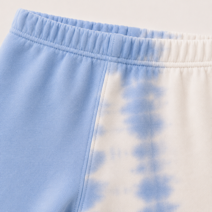 Detail of the Super Soft Fleece Sweat Pant in Light Blue Tie Dye
