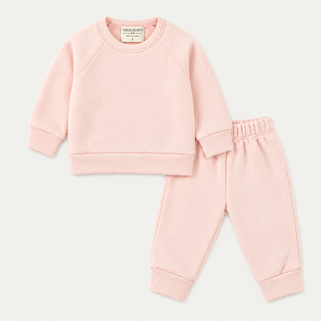 PAIGELAUREN Light Pink Fleece Sweatshirt and Sweatpant Set