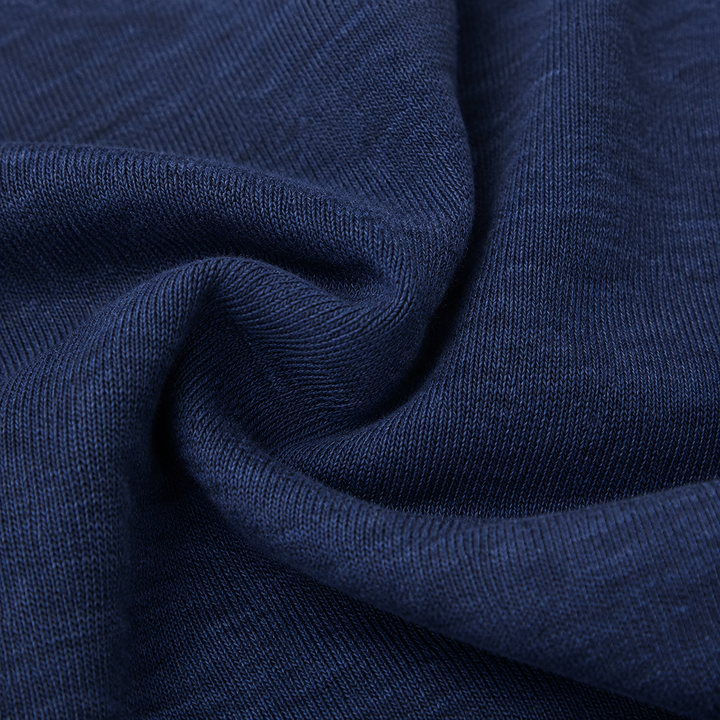 Close-up of soft lightweight Navy hacci knit fabric