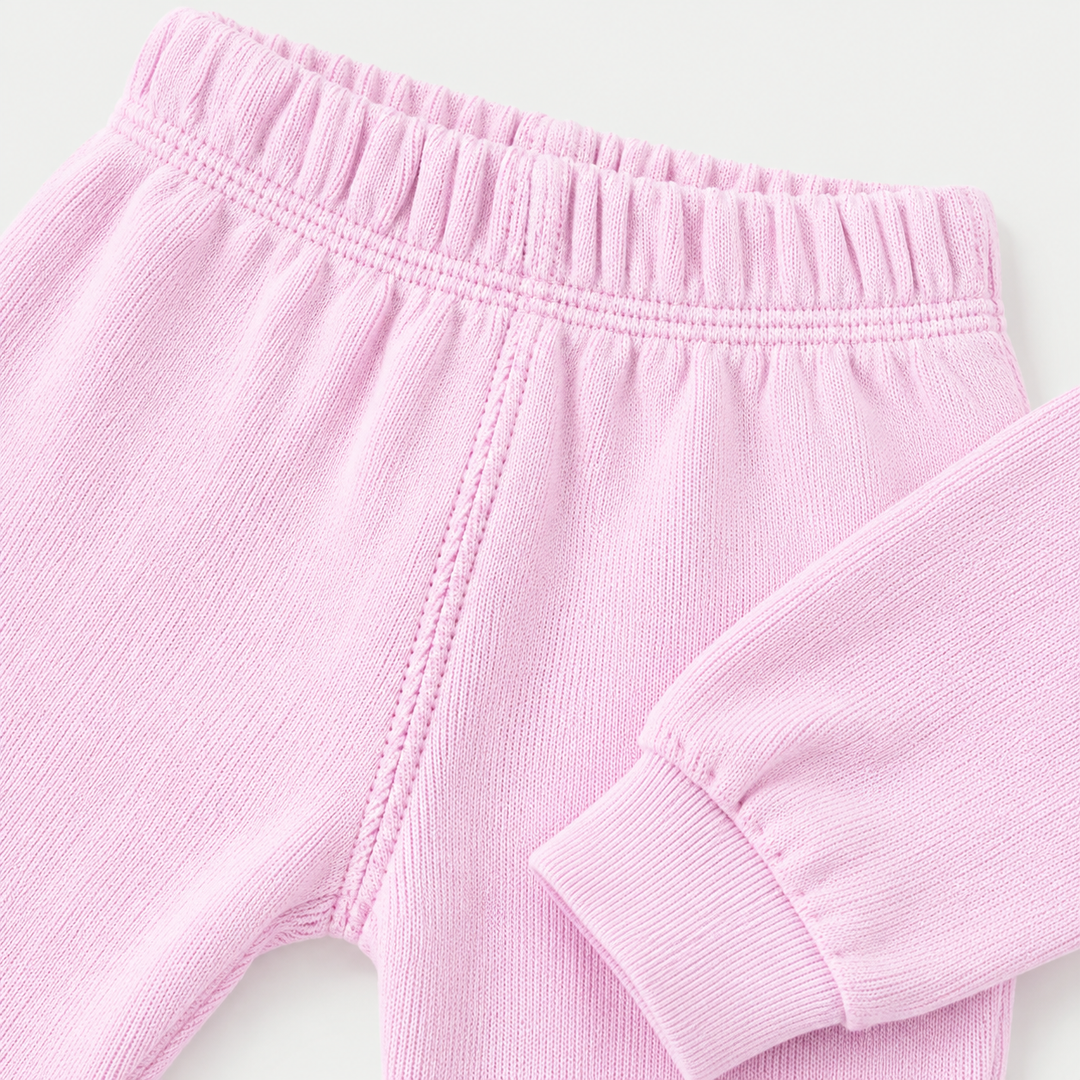 Lilac Sherpa jogger elastic waistband, soft fabric and ribbed cuff detail