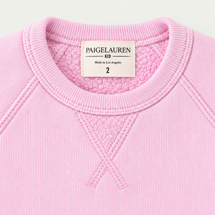 Lilac Sherpa sweatshirt ribbed neckline, raglan seams, triangle detail and plush sherpa interior