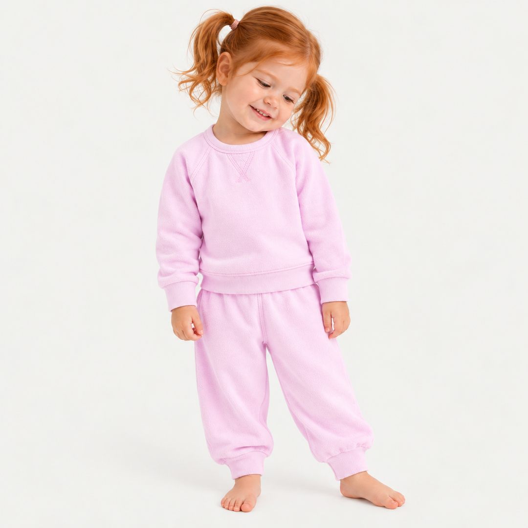 PAIGELAUREN Lilac Sherpa Raglan Sweatshirt and Jogger Set on toddler