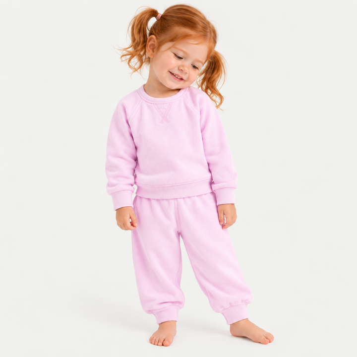 PAIGELAUREN Lilac Sherpa Raglan Sweatshirt and Jogger Set on toddler