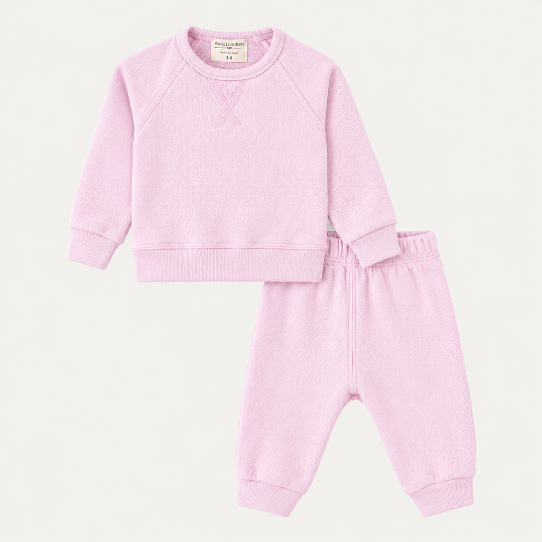 PAIGELAUREN Lilac Sherpa Raglan Sweatshirt and Jogger Set