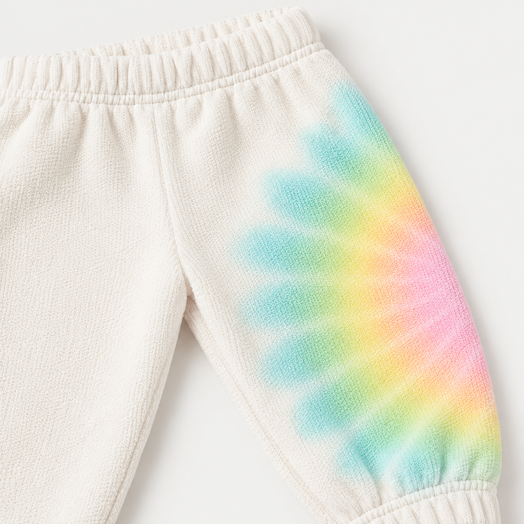 PAIGELAUREN Pastel Tie Dye Loop Terry Pant waistband and hand-dyed detail