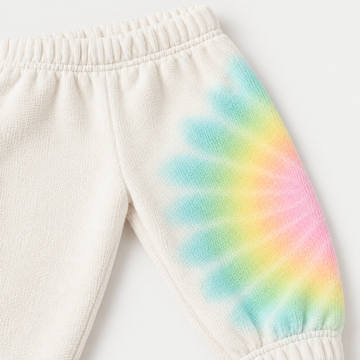 PAIGELAUREN Pastel Tie Dye Loop Terry Pant waistband and hand-dyed detail
