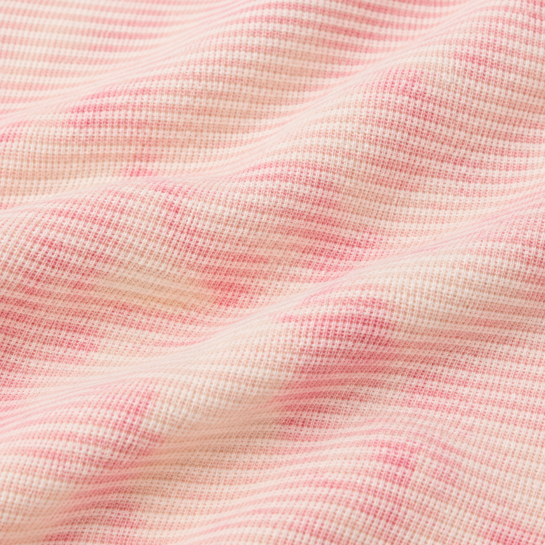 PAIGELAUREN Melon Marble Rib fabric close-up showing stripe texture and marble dye