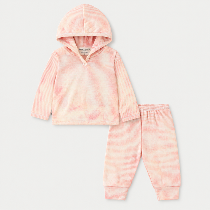 PAIGELAUREN Melon Marble Rib Hoodie + Legging Set