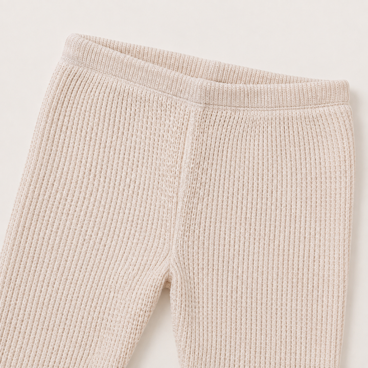 PAIGELAUREN Bone mineral wash thermal pant with elastic waist and cuff detail