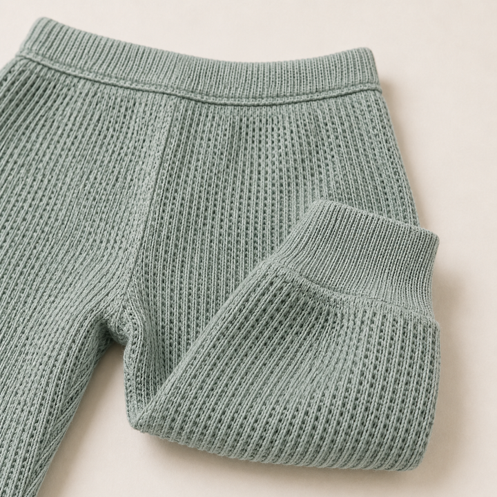 PAIGELAUREN Sage mineral wash thermal pant with elastic waist and cuff detail