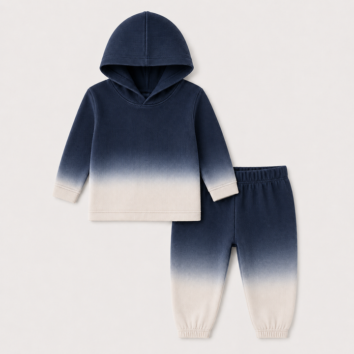 PAIGELAUREN Navy Dip Dye Ribbed Oversized Hoodie and Baggy Pant Set