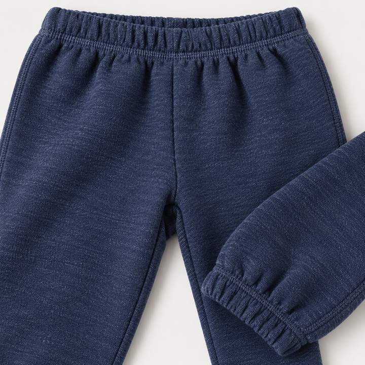 PAIGELAUREN Navy Fleece Sweatpant elastic waistband, seam and ankle detail