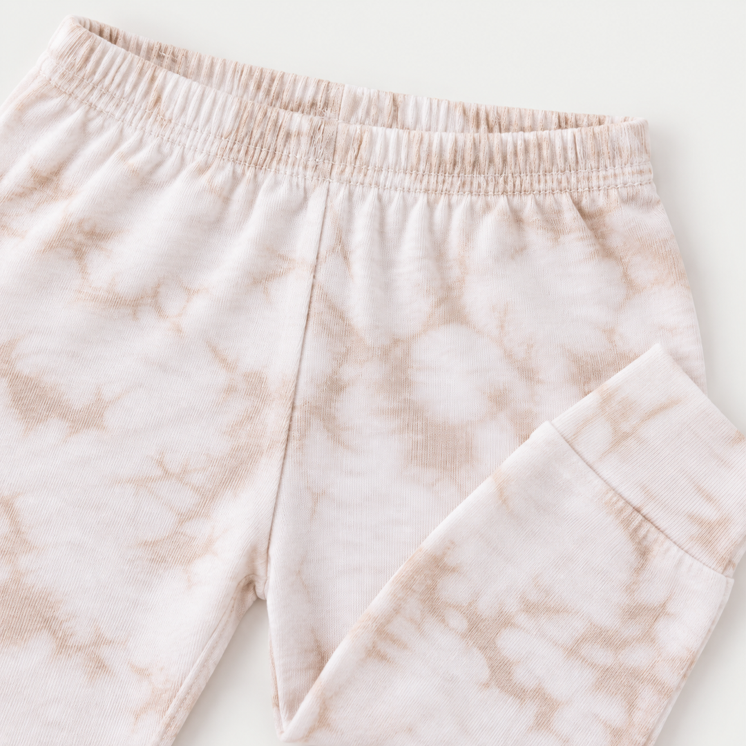 PAIGELAUREN Oat Crystal Rib Legging waistband, cuff and crystal dye detail