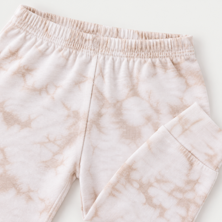 PAIGELAUREN Oat Crystal Rib Legging waistband, cuff and crystal dye detail