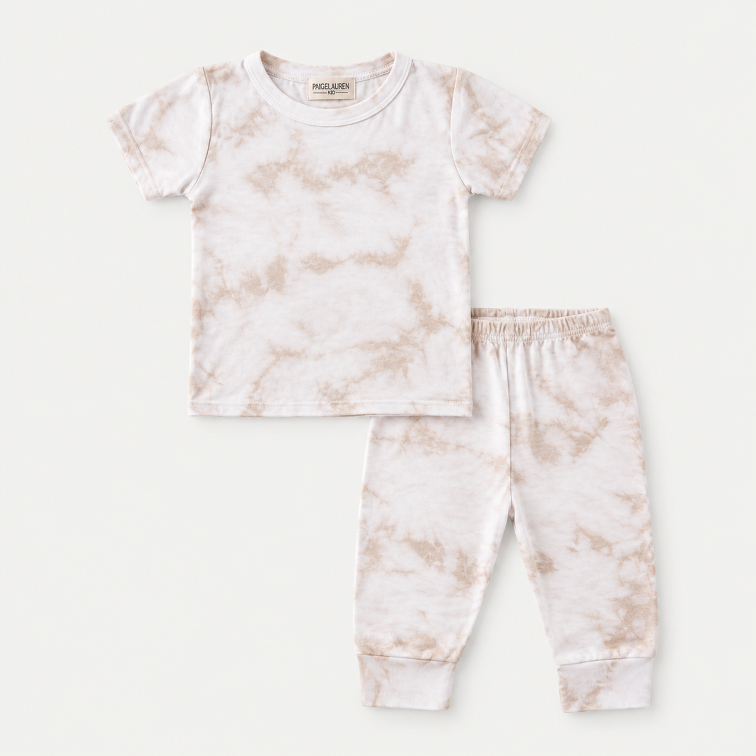 PAIGELAUREN Oat Crystal Rib Tee + Legging Set