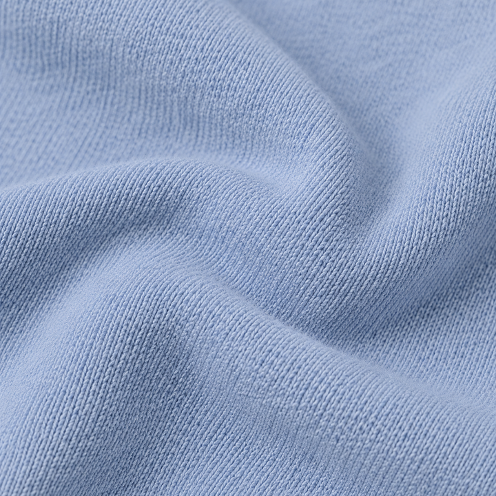 Close-up of ultra-soft PAIGELAUREN Blue Sherpa fabric