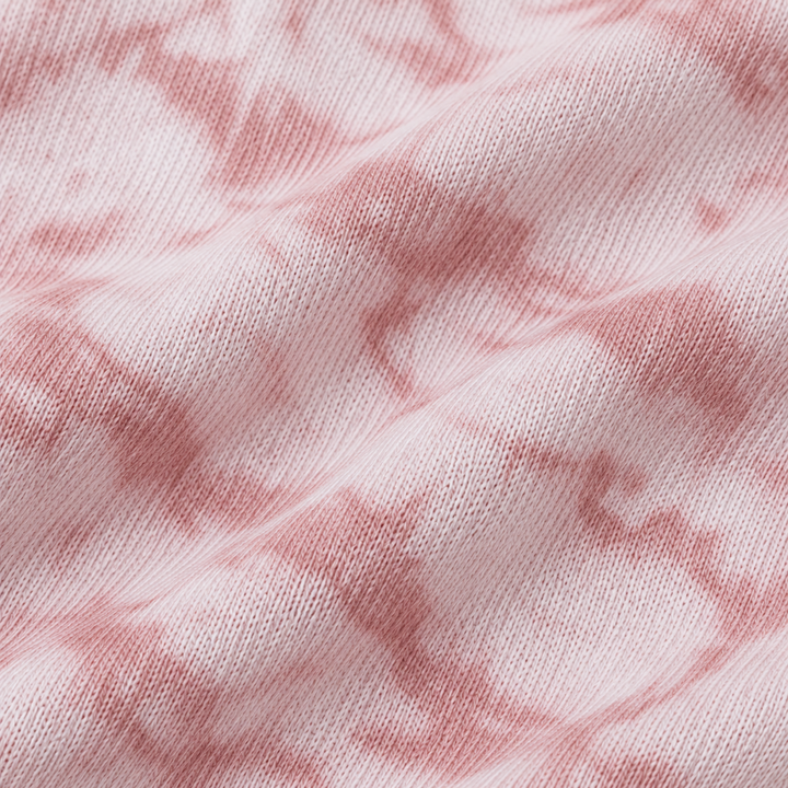 Close-up of PAIGELAUREN Pink Crystal Rib fabric and hand-dyed texture
