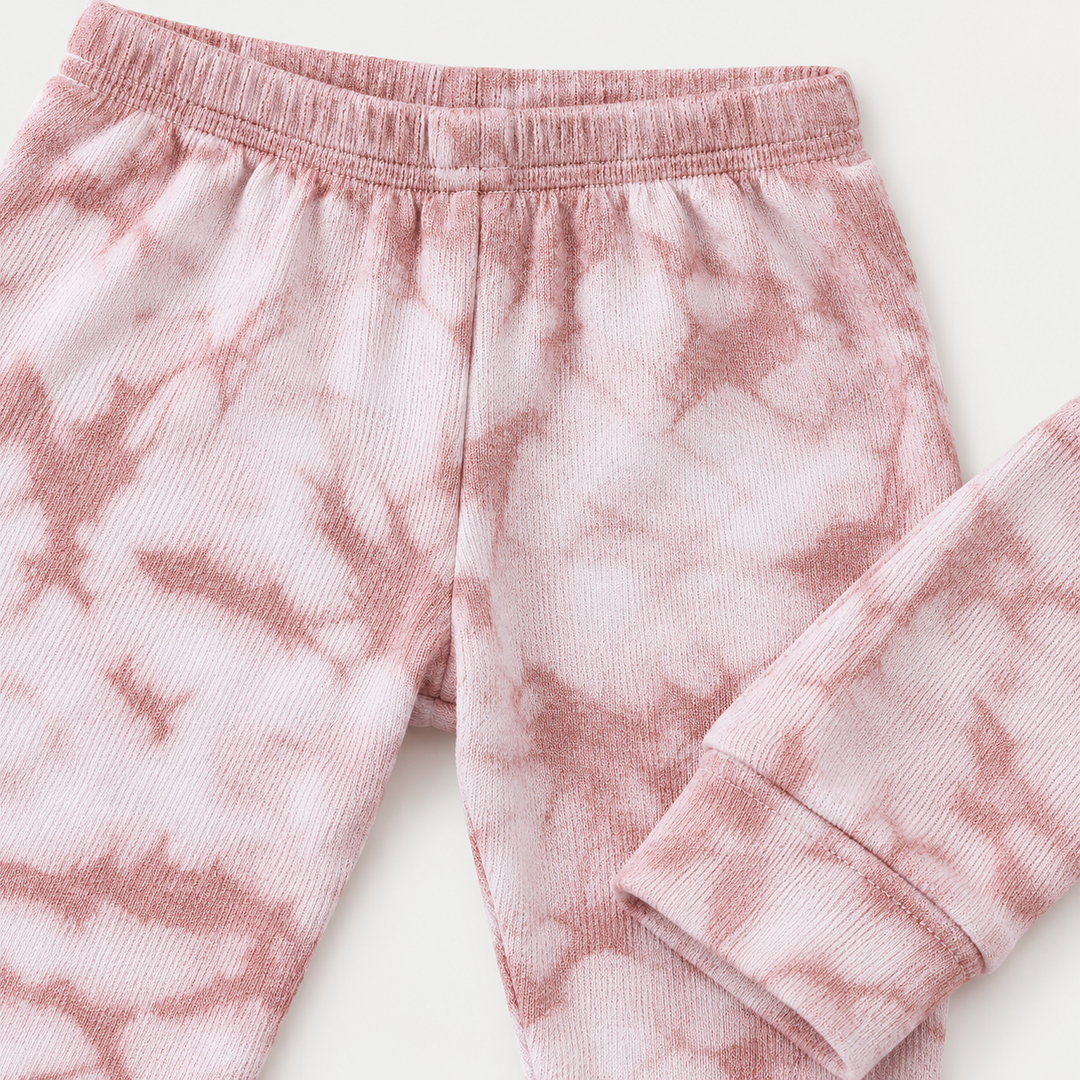 PAIGELAUREN Pink Crystal Rib Legging waistband, cuff and crystal dye detail