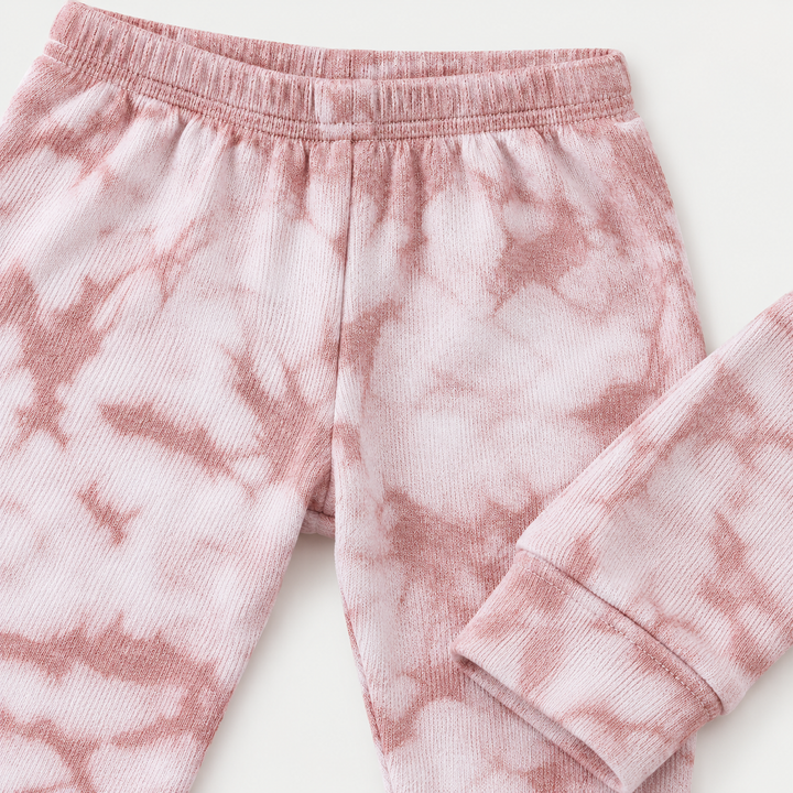 PAIGELAUREN Pink Crystal Rib Legging waistband, cuff and crystal dye detail