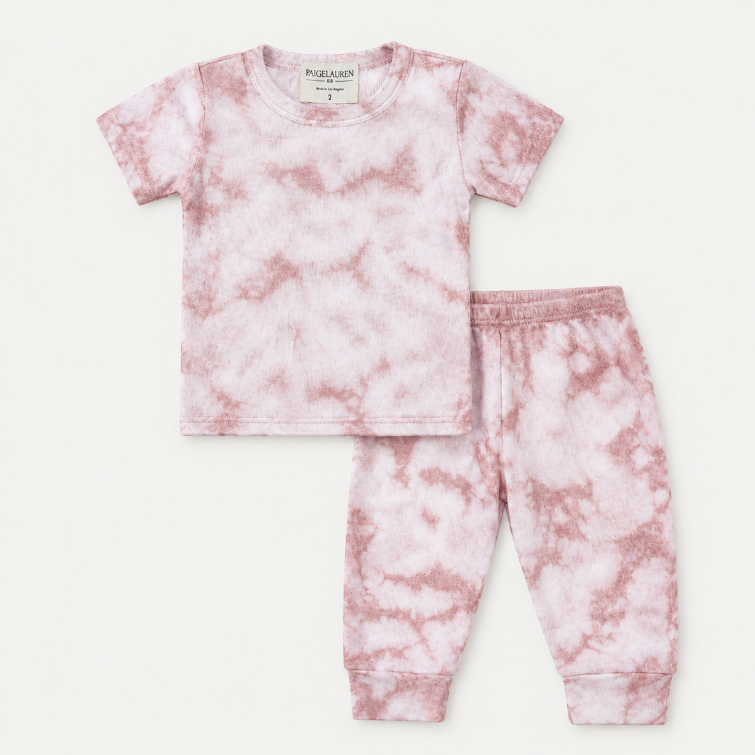 PAIGELAUREN Pink Crystal Rib Tee + Legging Set
