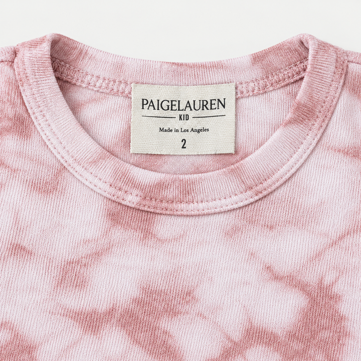 Close-up of PAIGELAUREN Pink Crystal Rib fabric and hand-dyed texture