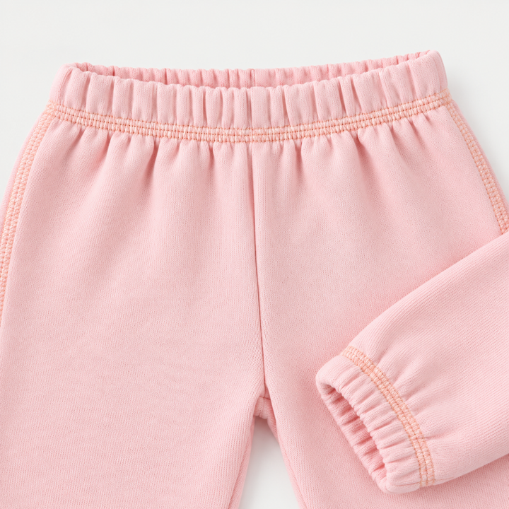 PAIGELAUREN Pink Fleece Sweatpant elastic waistband and ankle detail