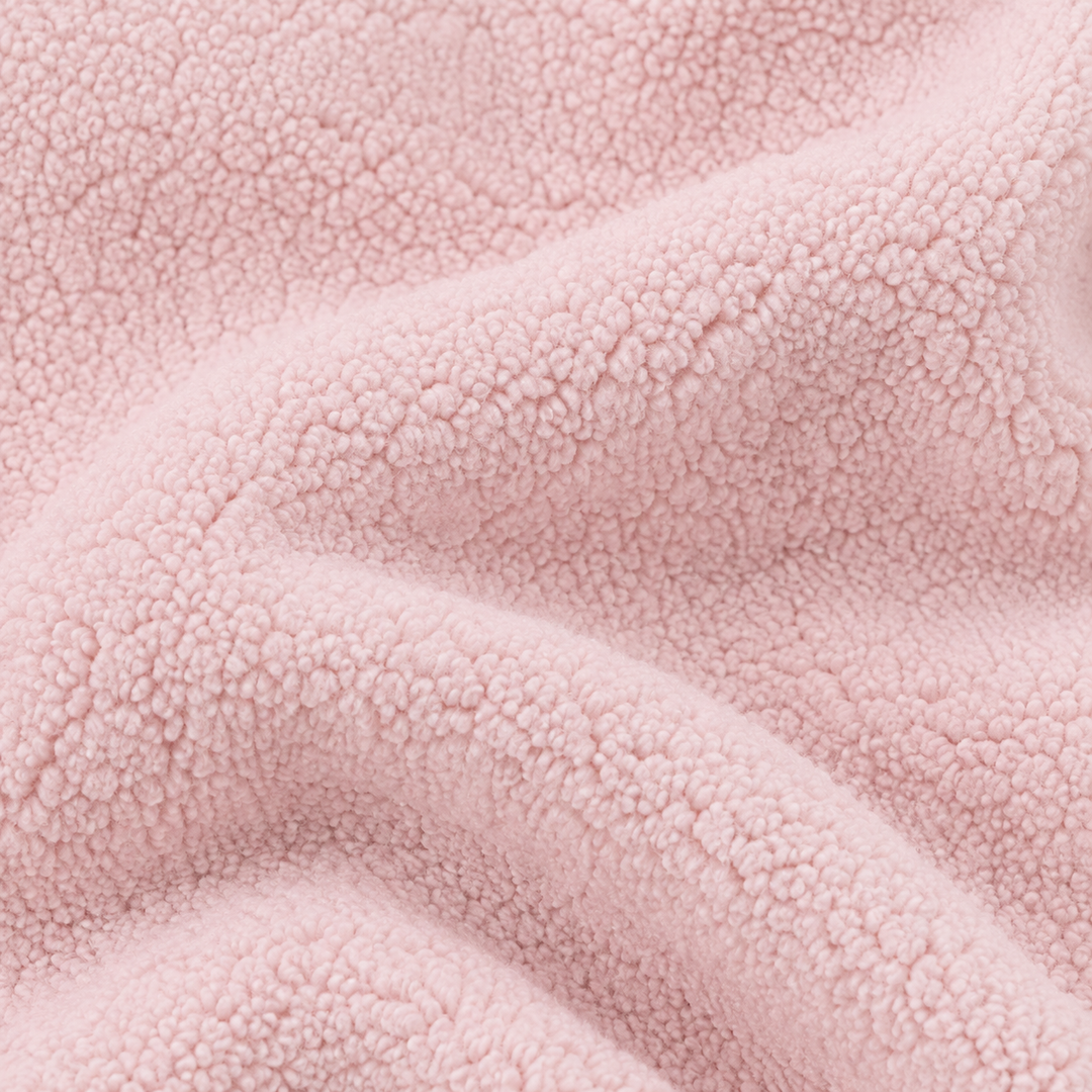Close-up of ultra-soft Pink Fluffy Sherpa fabric