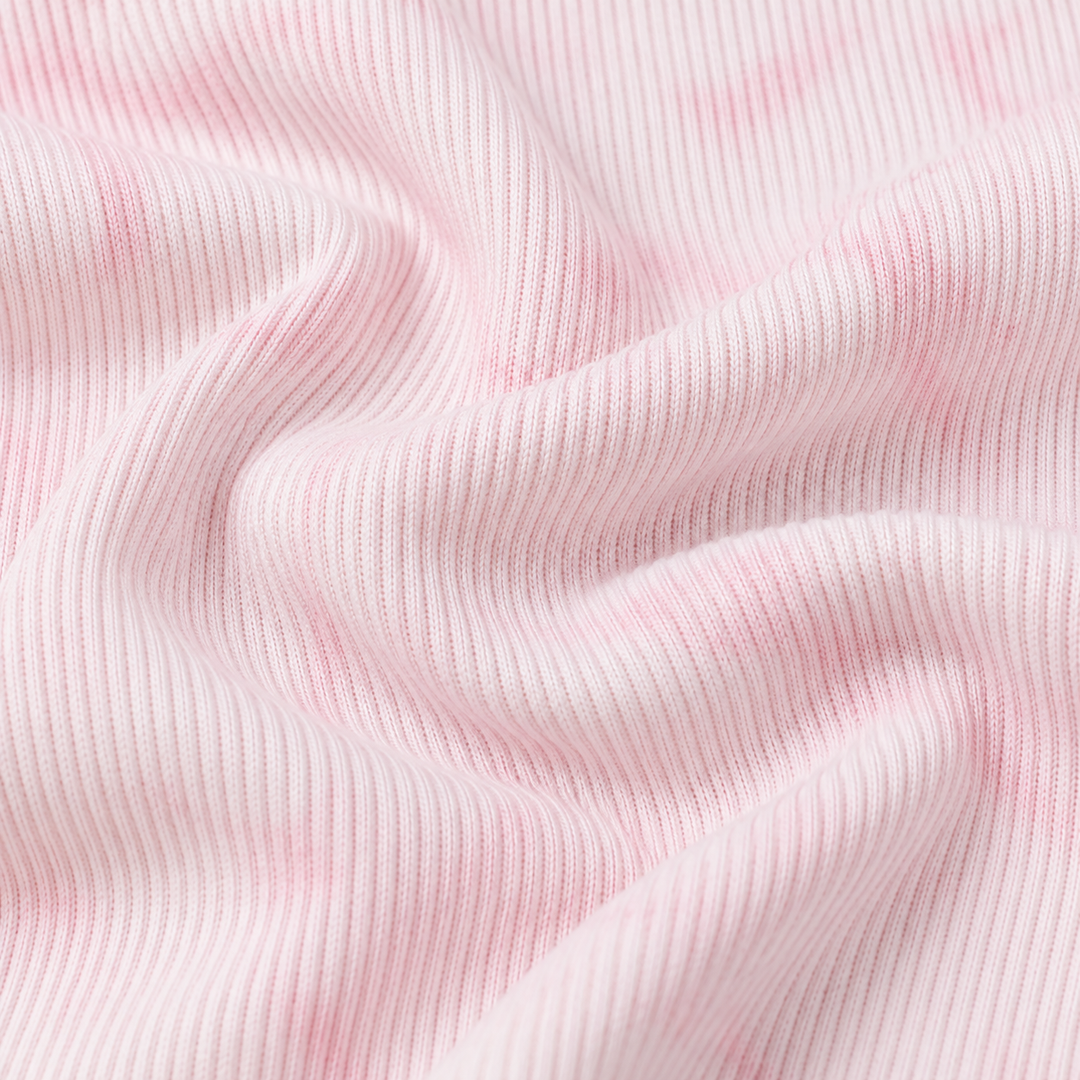 Close-up of PAIGELAUREN Pink Marble 2x1 Rib fabric