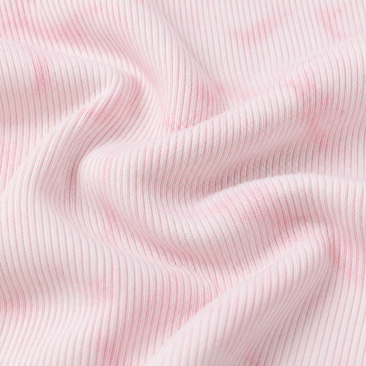Close-up of PAIGELAUREN Pink Marble 2x1 Rib fabric