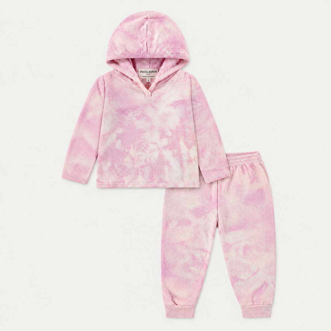 PAIGELAUREN Pink Marble Stripe Hoodie + Pant Set
