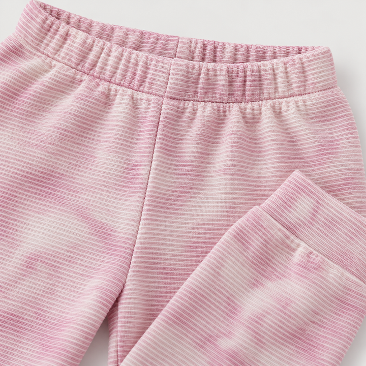 PAIGELAUREN Pink Marble Stripe Pant waistband and rib fabric detail