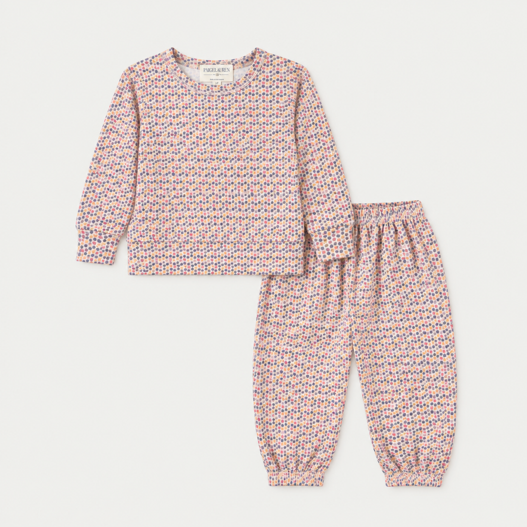 PAIGELAUREN Pink Polka Dot Sweatshirt and Sweatpant Set