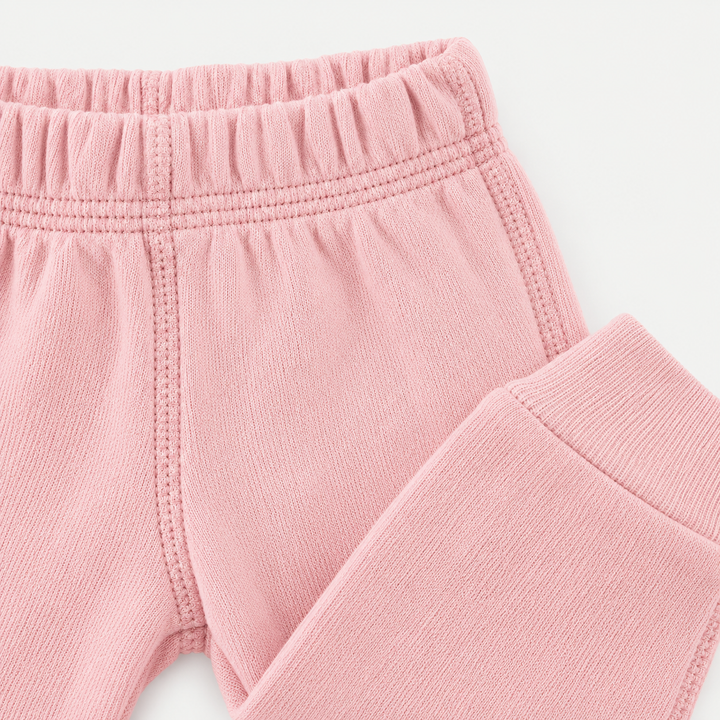 Pink Sherpa jogger elastic waistband, soft fabric and ribbed cuff detail