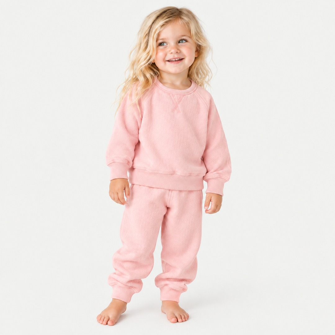 PAIGELAUREN Pink Sherpa Raglan Sweatshirt and Jogger Set on toddler