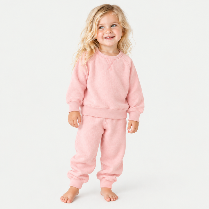 PAIGELAUREN Pink Sherpa Raglan Sweatshirt and Jogger Set on toddler