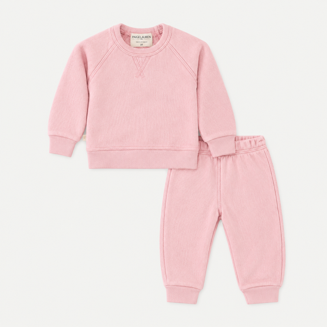PAIGELAUREN Pink Sherpa Raglan Sweatshirt and Jogger Set