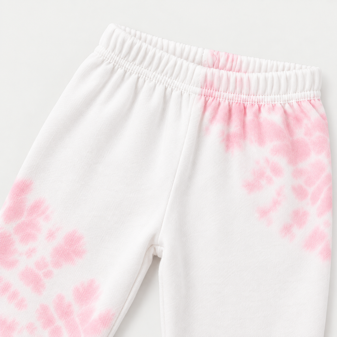 PAIGELAUREN Pink and White Tie Dye Ribbed Legging waistband and construction detail