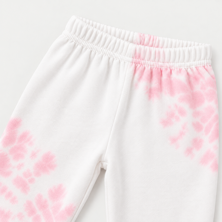 PAIGELAUREN Pink and White Tie Dye Ribbed Legging waistband and construction detail