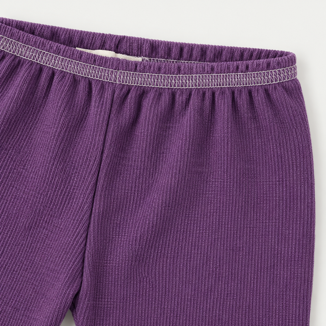 PAIGELAUREN Plum rib legging waistband and cuff detail