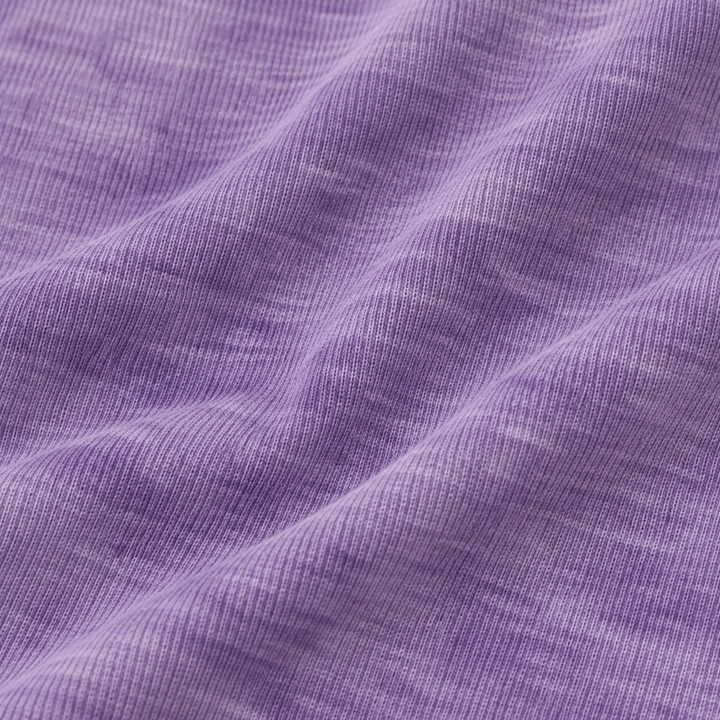 Close-up of PAIGELAUREN purple marble slub rib fabric