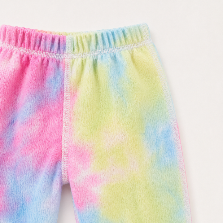 Rainbow Brushed Hacci Tie Dye pant with elastic waistband and topstitch detail