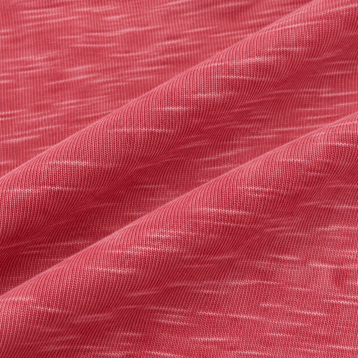 Close-up of PAIGELAUREN red marble slub rib fabric