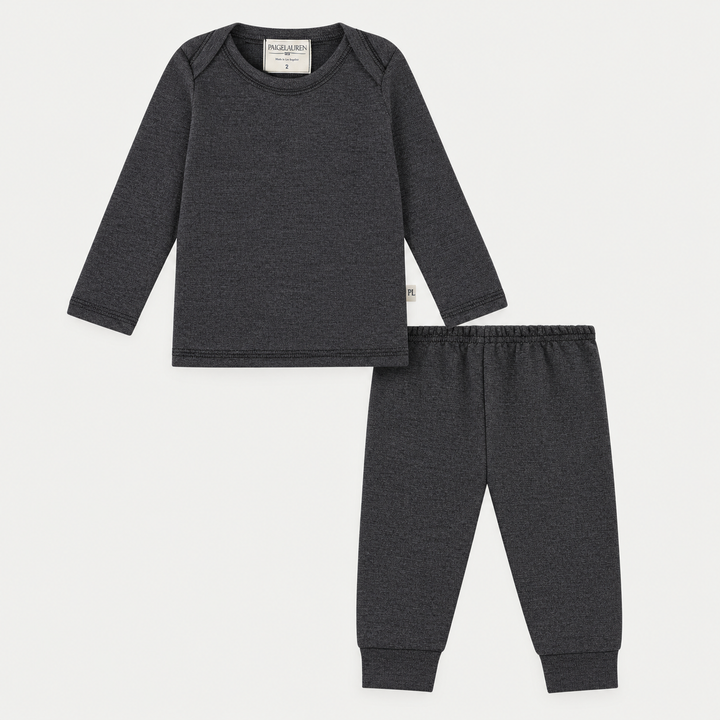 PAIGELAUREN Rib Lap Tee + Legging Set in Charcoal