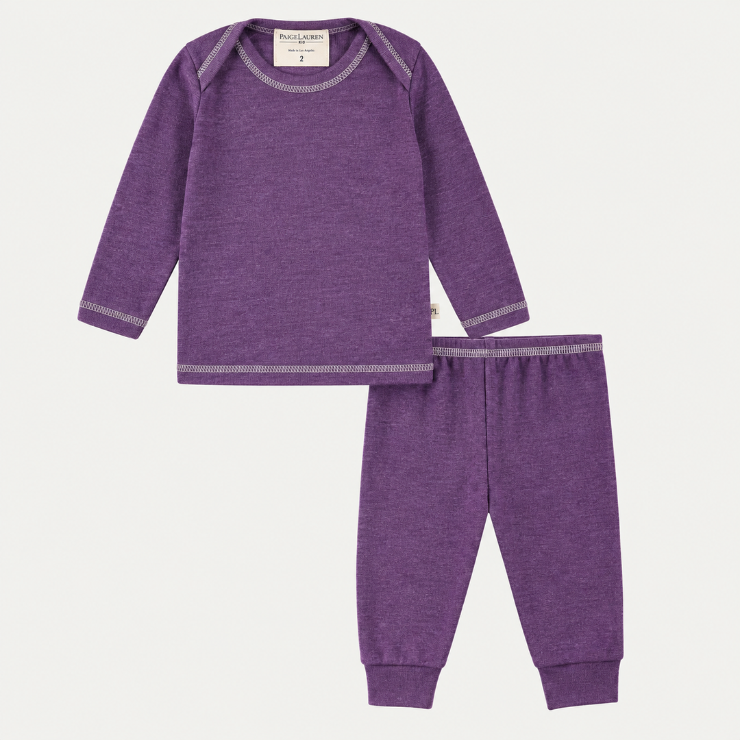 PAIGELAUREN Rib Lap Tee + Legging Set in Purple