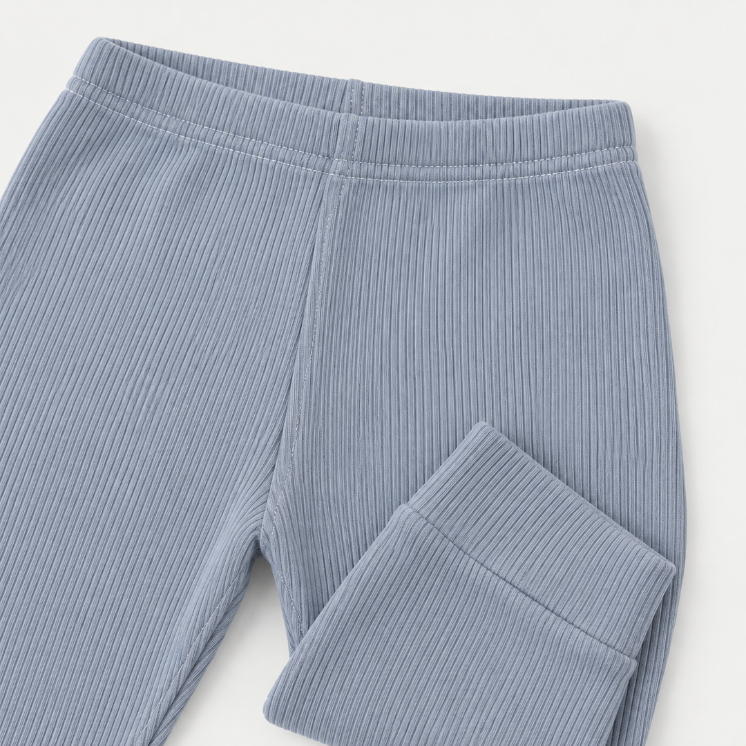 PAIGELAUREN Gray Rib Legging elastic waistband and cuff detail