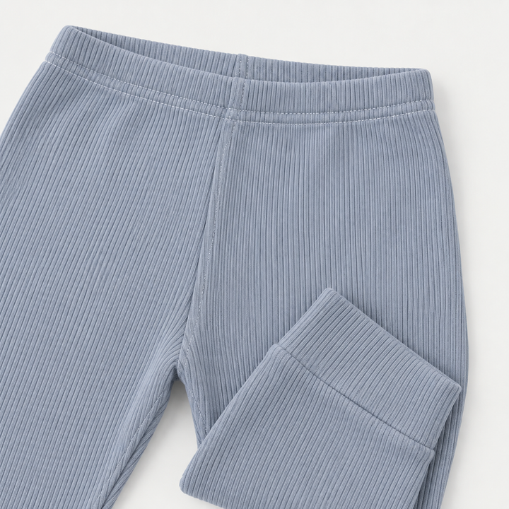 PAIGELAUREN Gray Rib Legging elastic waistband and cuff detail