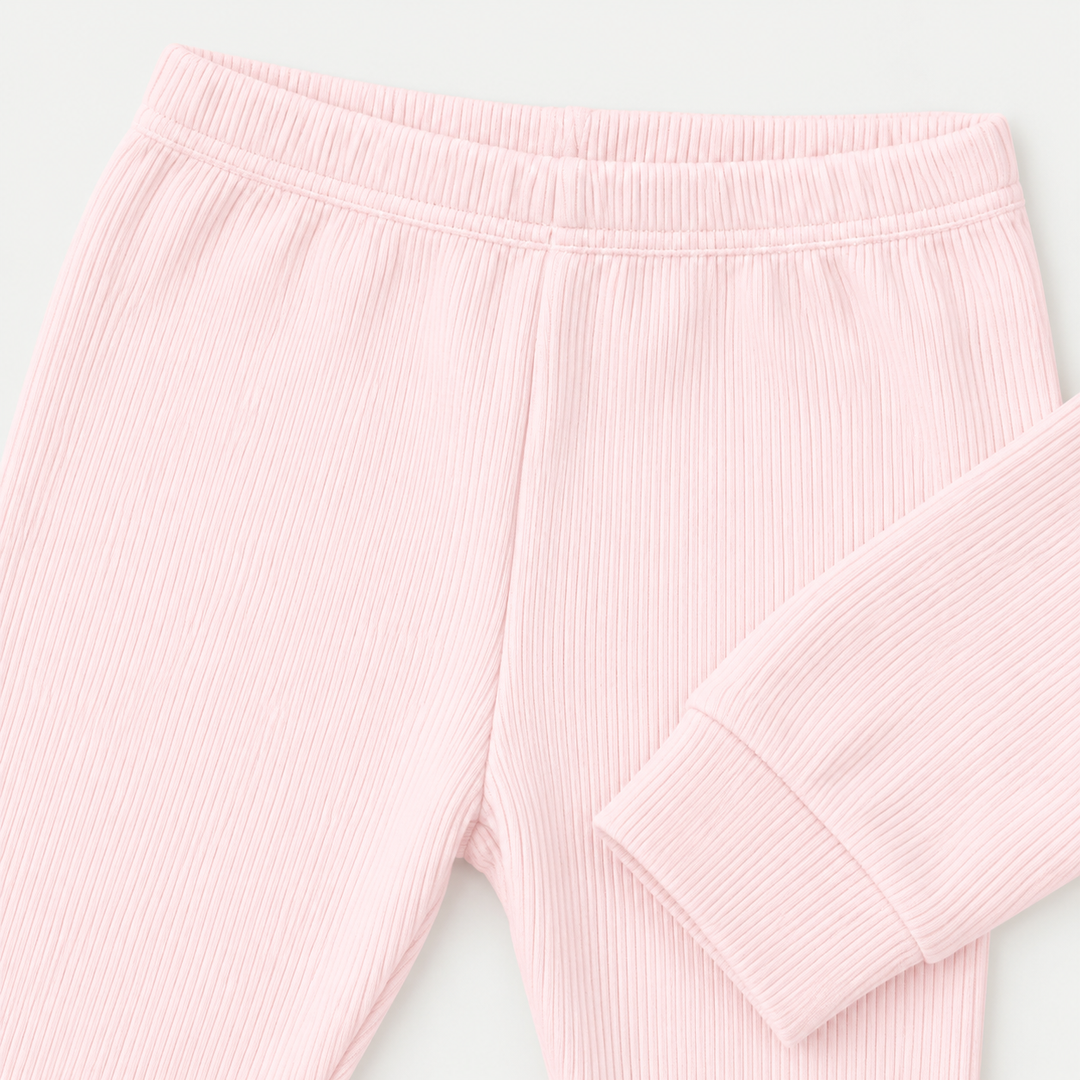 PAIGELAUREN Light Pink Rib Legging elastic waistband and cuff detail