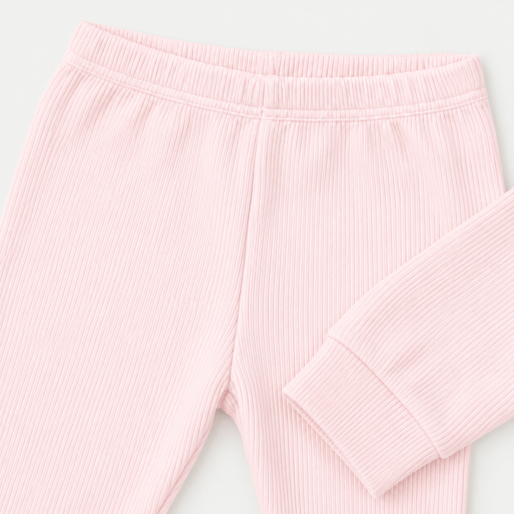 PAIGELAUREN Light Pink Rib Legging elastic waistband and cuff detail